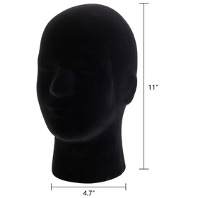 Hedume two-pack foam black velvet mannequin head stand displaying hats.