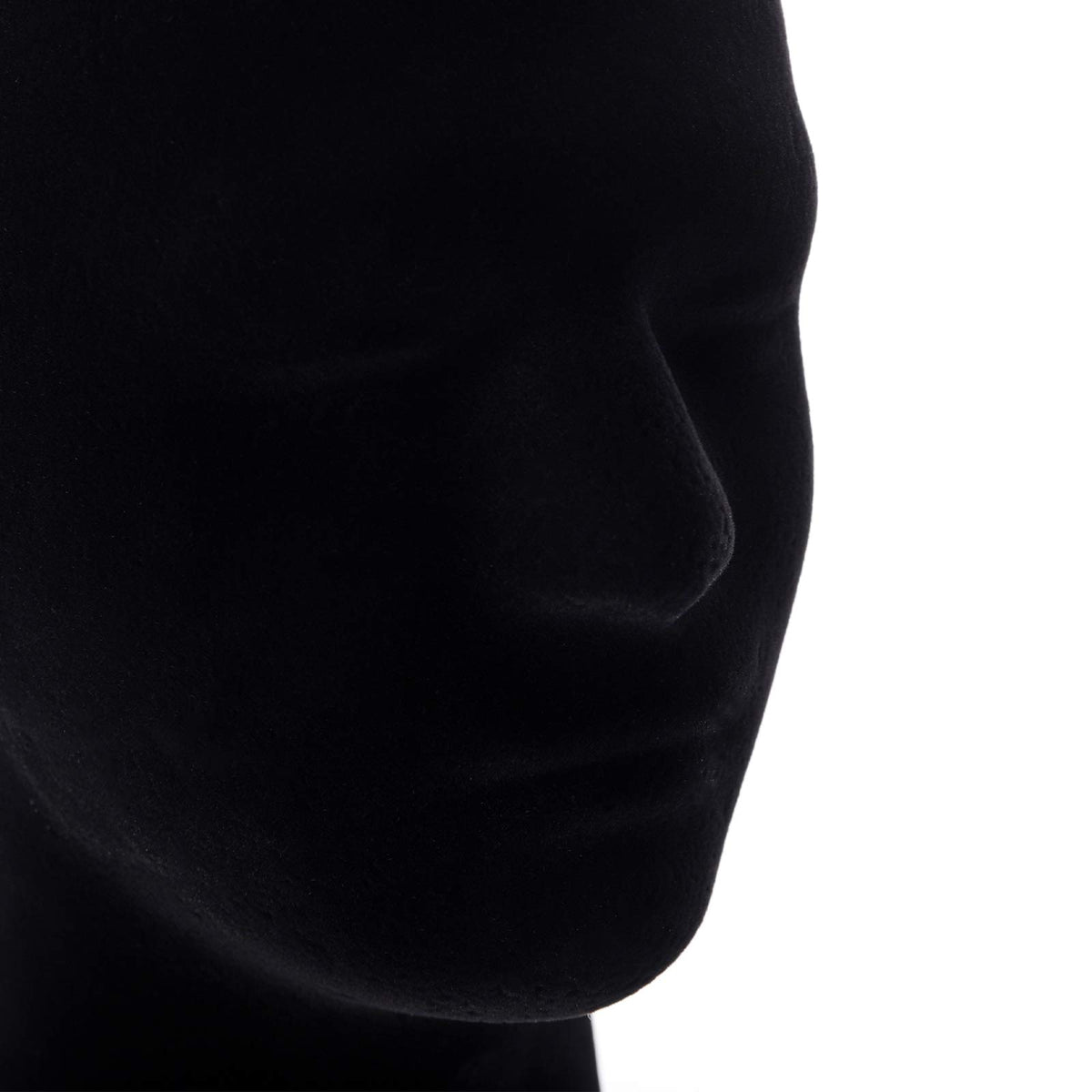 Hedume two-pack foam black velvet mannequin head stand side view ideal for accessories.