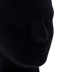 Hedume two-pack foam black velvet mannequin head stand side view ideal for accessories.