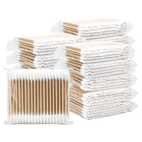 Hedume wooden cotton swabs with double pointed tips in packaging for bulk use