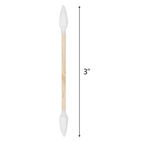 Close up of Hedume wooden handle and 3 inch cotton swabs for detail work