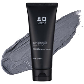 HEEDA cleanser bottle pours, highlighting hydration for balanced skin