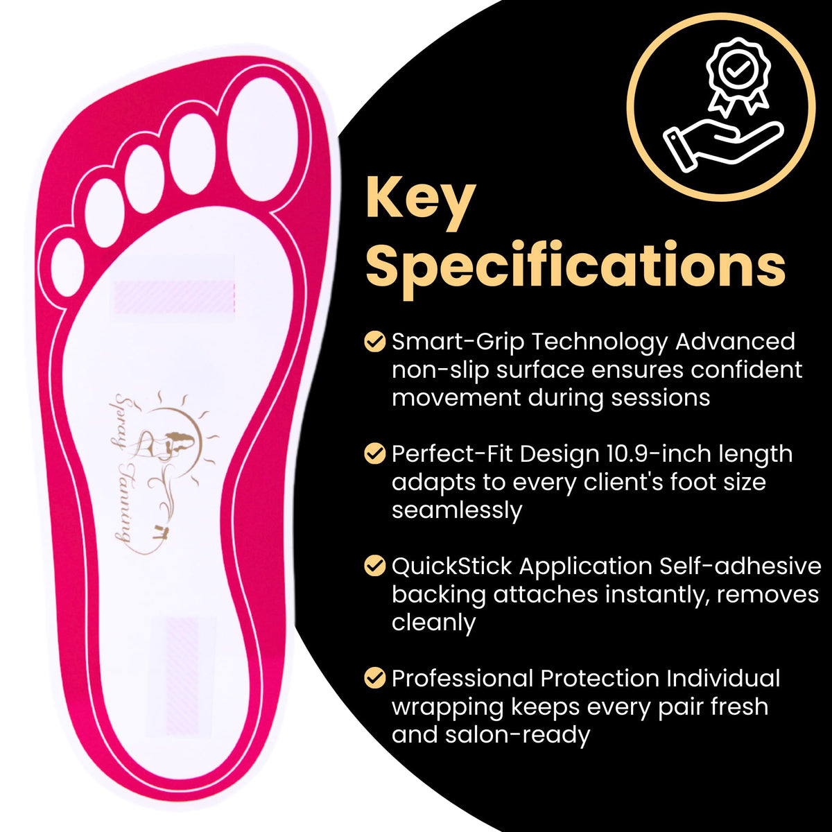 HeeStar non-slip feet pads provide comfortable, secure wear during spray tanning.