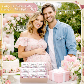 Heigble bulk baby shower favors displayed on table for cohesive decor.