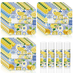 Heigble lemon lip balm with Capri pattern for light, non-greasy moisture.