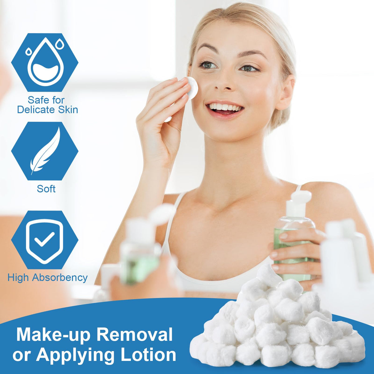 Heigble cotton balls absorbent texture—great for removing nail polish