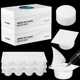 Heigble dip foam rinse cap closeup highlights hygienic one-time use for needle cleaning.