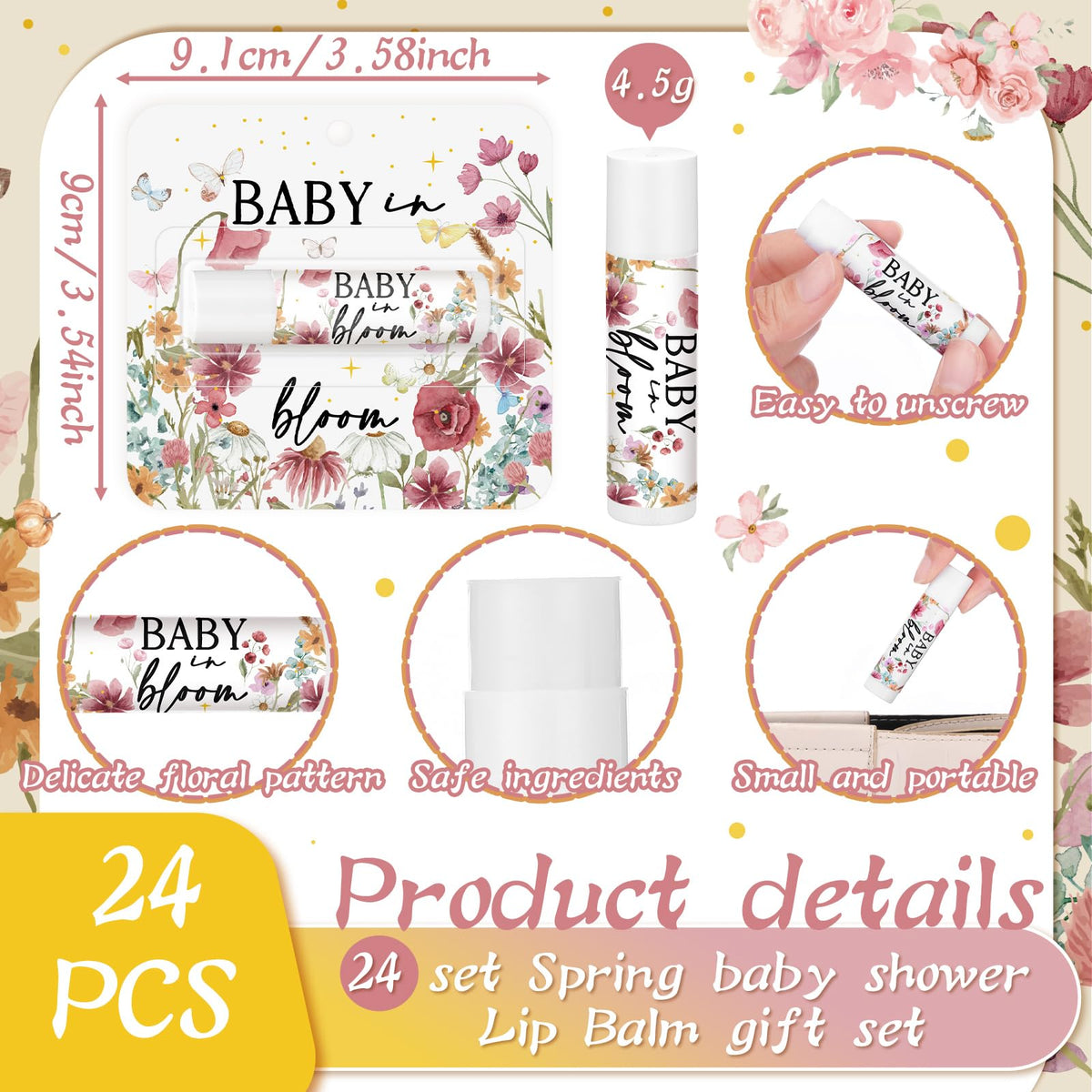 Heigble mini lip balm 0.17 oz, compact and portable for guests.