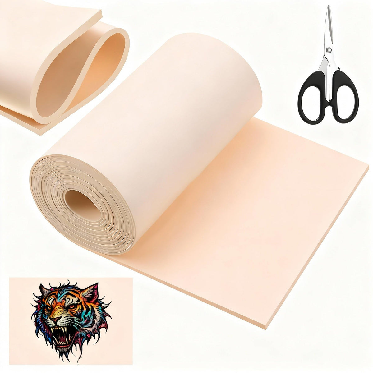 Heigble rollable practice skin with expanded roll-out area for full technique work