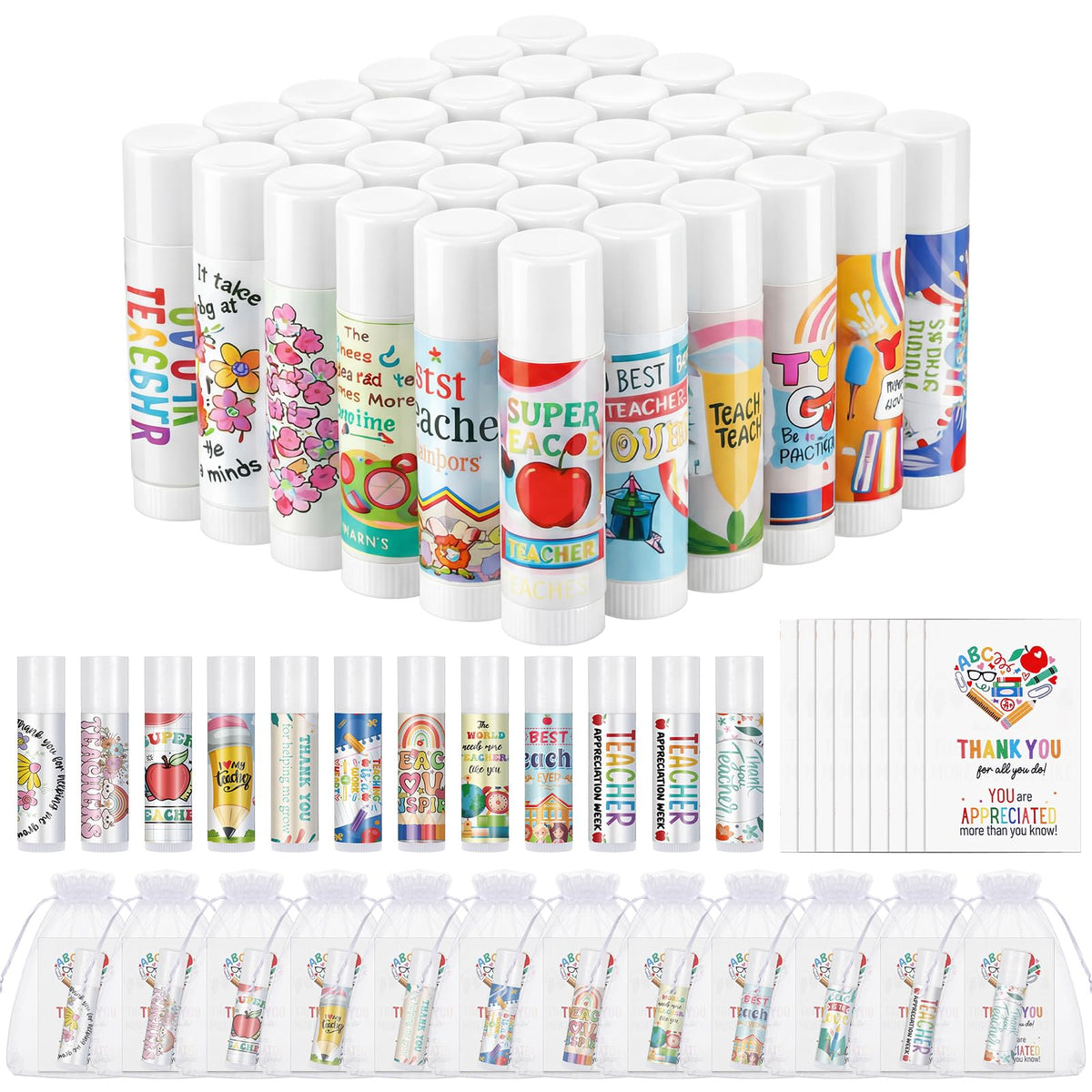 Heigble teacher appreciation lip balm collection offers diverse styles for gifting moments.