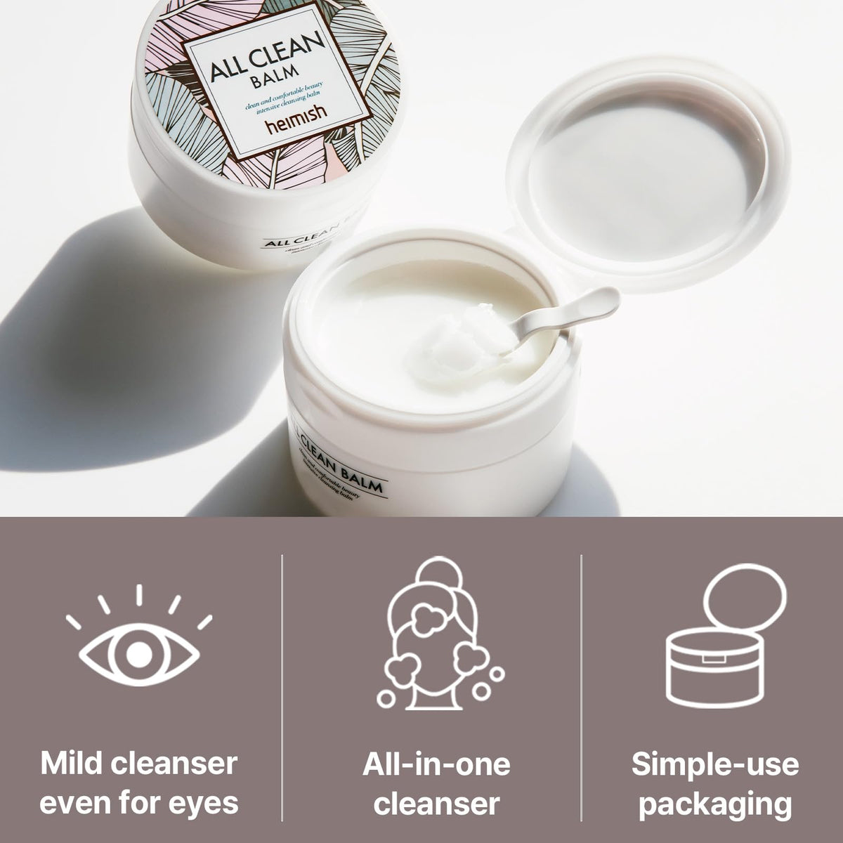 Gentle eye and lip makeup removal with HEIMISH All Clean Balm