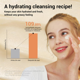 Face after cleansing showing instant hydration and fresh glow