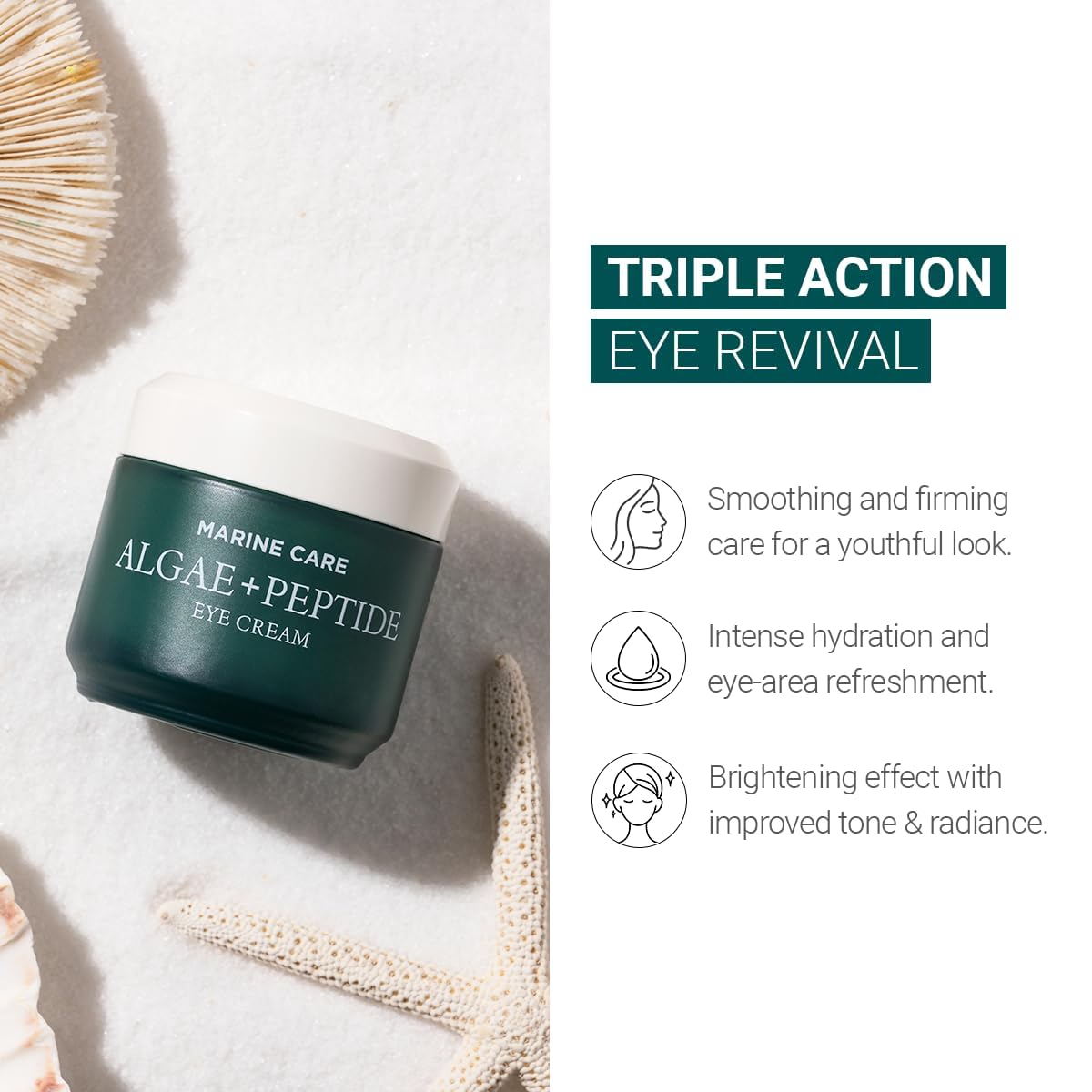 HEIMISH Marine Care Eye Cream metal tool cools the under-eye area during massage.