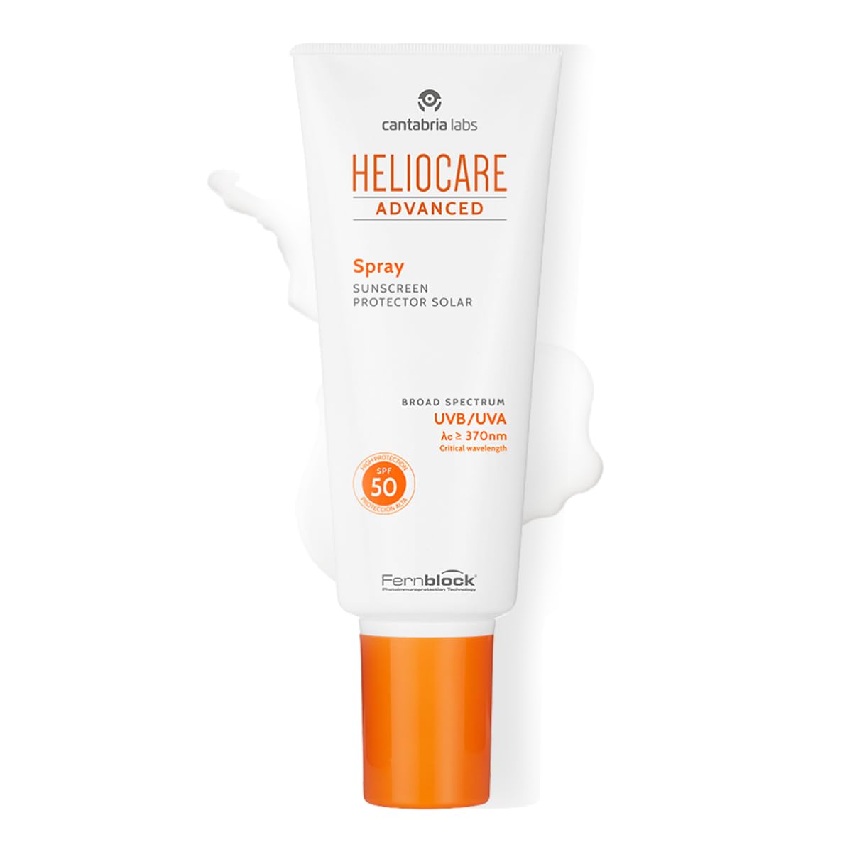 Heliocare Advanced Sun Screen Spray bottle with SPF 50 for easy body protection.