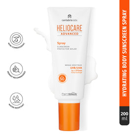 Heliocare spray mist demonstrates convenient multi-position application on skin.