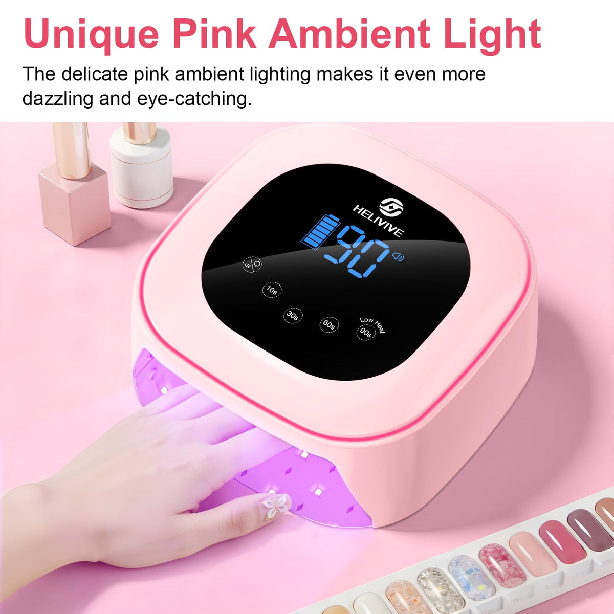 HELIVIVE lamp with four timers and auto sensor for precise manicures
