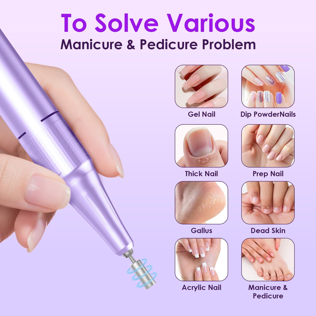 HELIVIVE 38 sanding bands included for smooth nail finishes