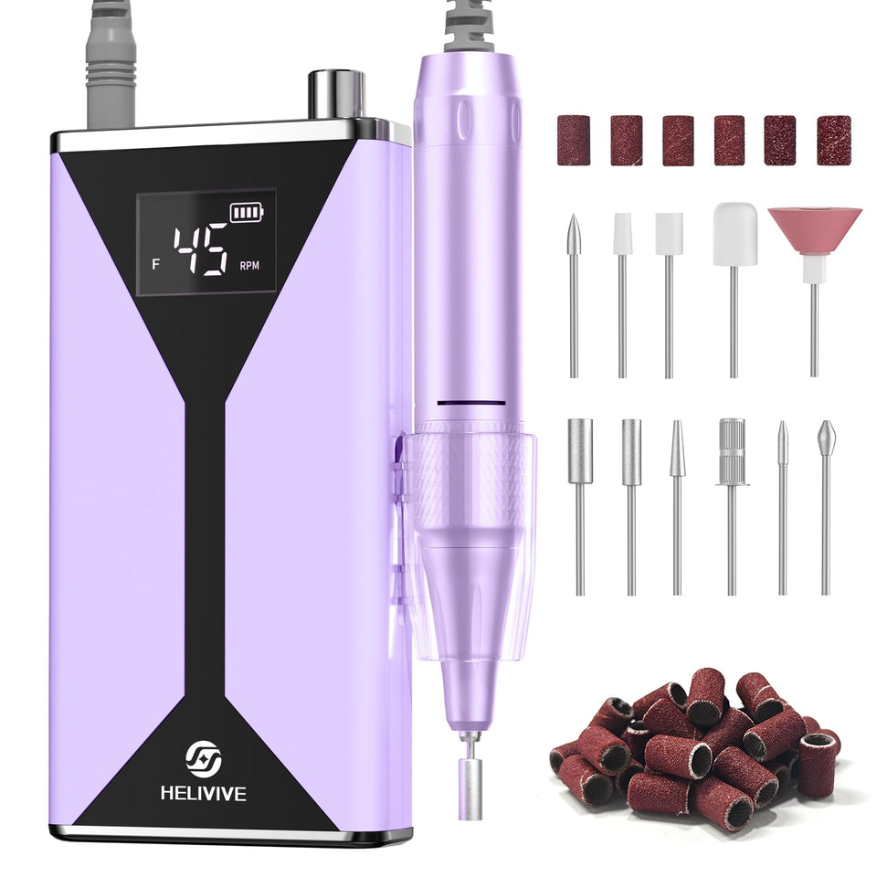 HELIVIVE professional nail drill 45000RPM for precise gel nail shaping