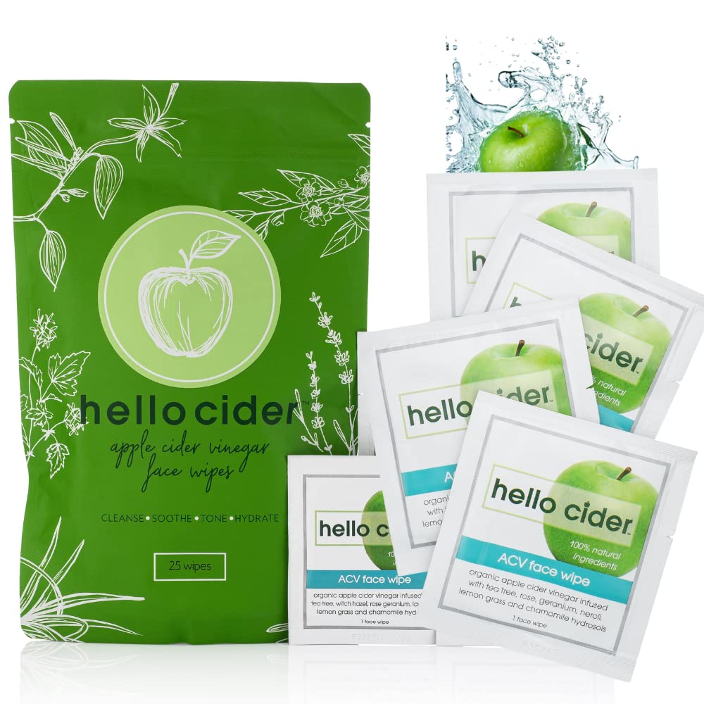 Hello Cider front packaging showing organic ACV and hydrosols benefits