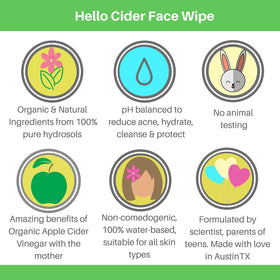 Hello Cider hydrosols and botanicals display emphasizing soothing benefits