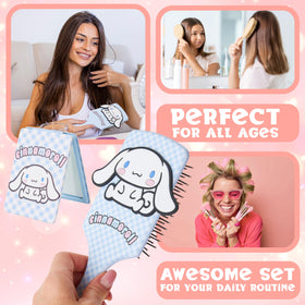 Hello Kitty compact mirror opened with dual mirrors for quick checks.