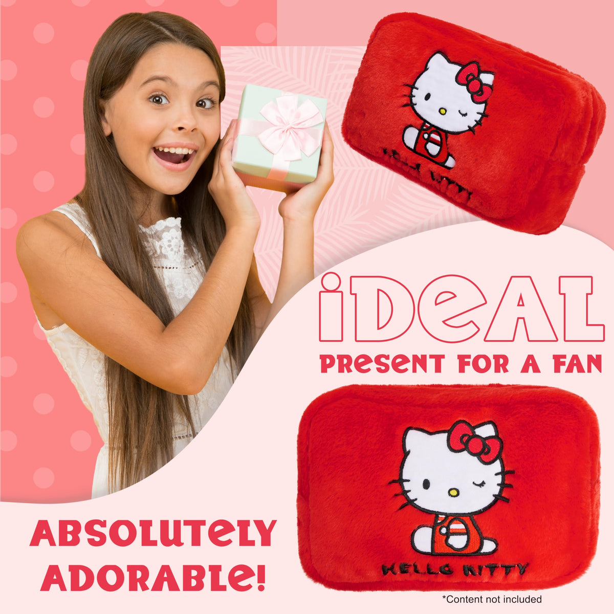 Hello Kitty fluffy exterior texture close-up highlights soft touch and charm