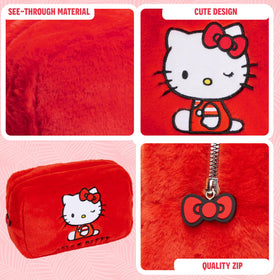 Hello Kitty travel cosmetics bag interior demonstrates practical storage for skincare