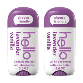 Hello Lavender Vanilla deodorant stick two-pack for everyday freshness.