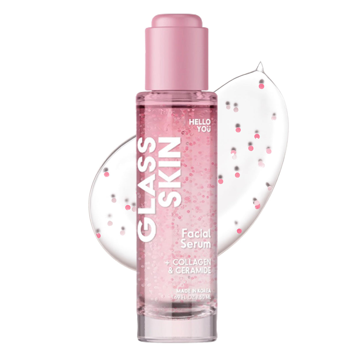 Hello You collagen serum bottle closeup showing a hydrating glow