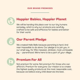 Natural extracts symbol on packaging of Hello Bello Sweet Pear; nourishing ingredients.