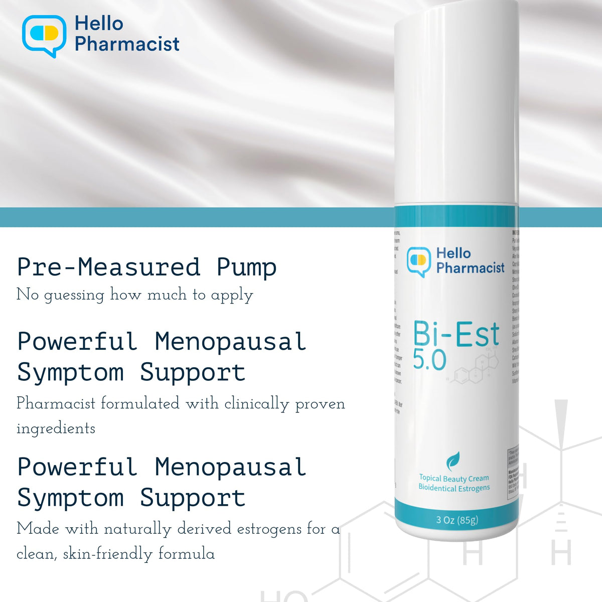 HelloPharmacist BiEst 5.0 cream in hand ready to apply.