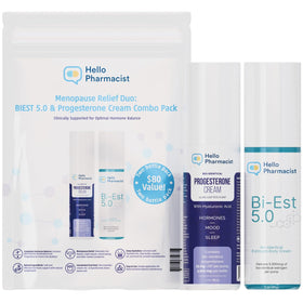 HelloPharmacist Biestro 5.0 bioidentical cream bottle for daily balance and comfort.