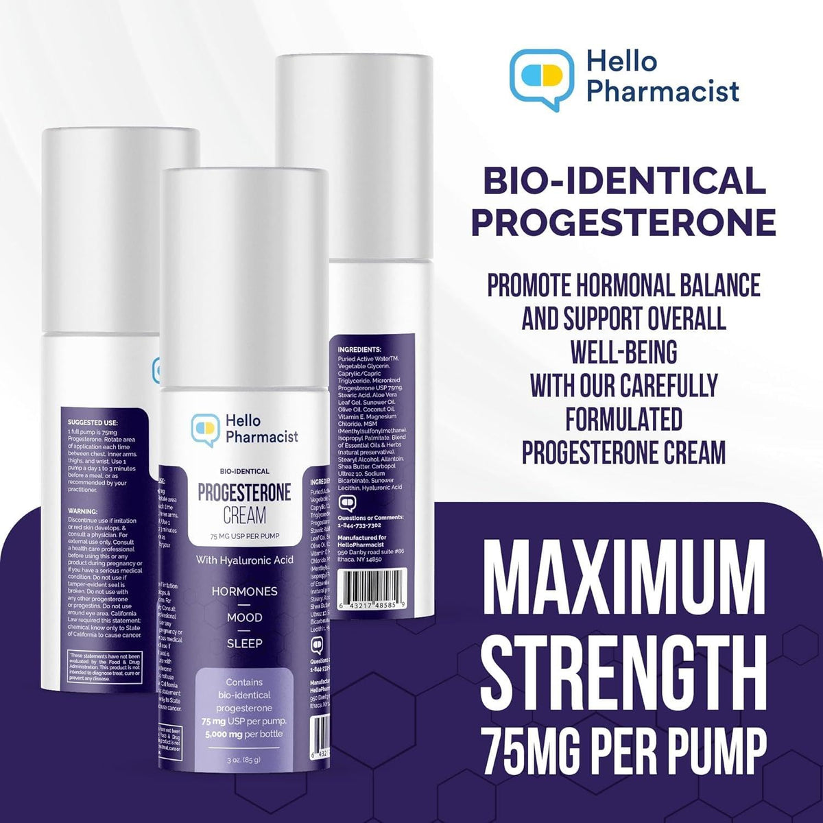 HelloPharmacist progesterone cream unscented close-up ideal for fragrance-free routines.