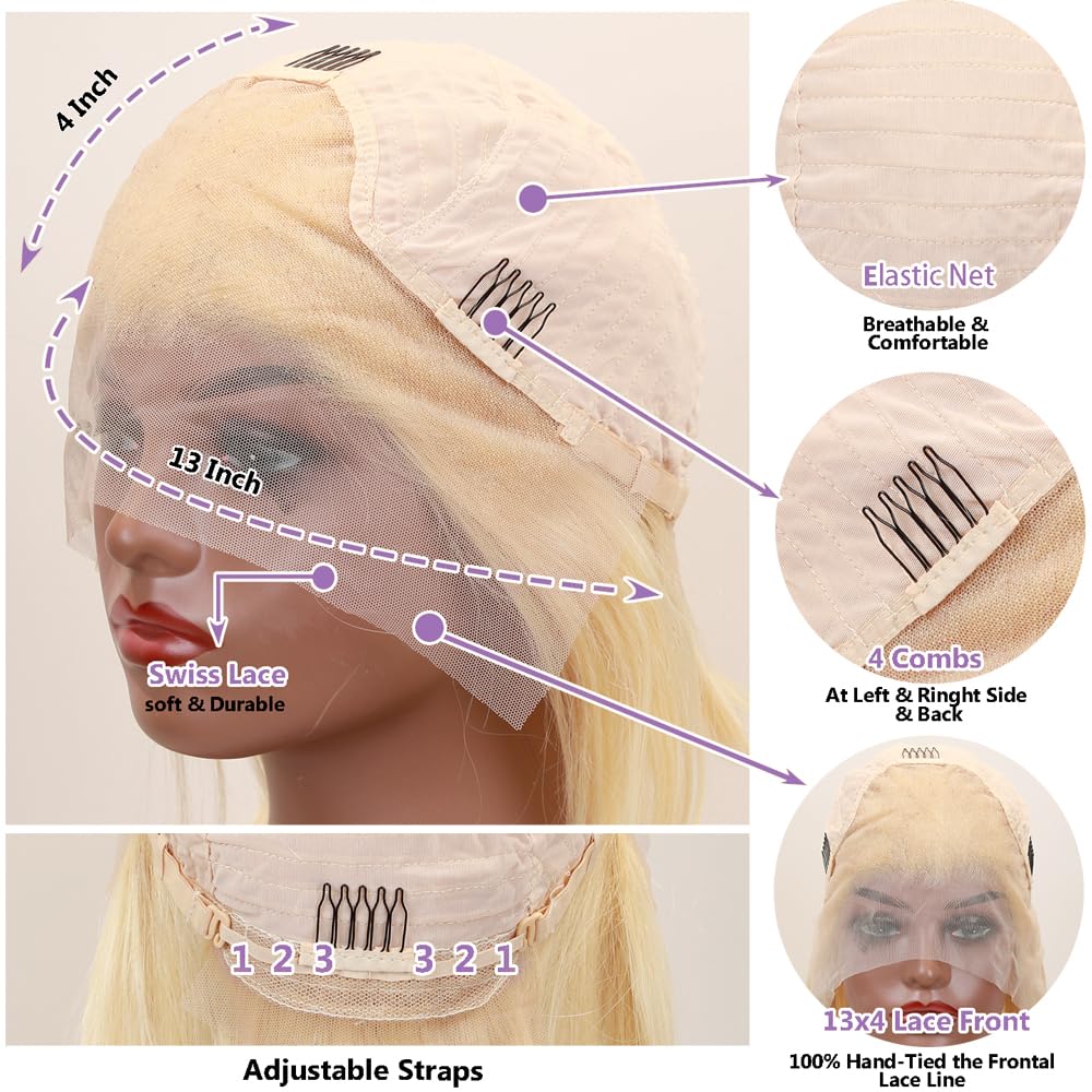 HELLOSH blonde 613 human hair wig dyed and styled for versatile looks.