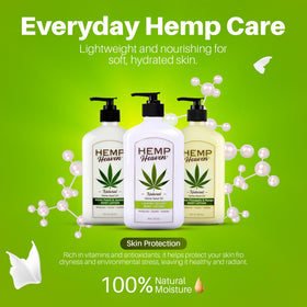 Fragrance-free Hemp Heaven Lotion suitable for sensitive skin.