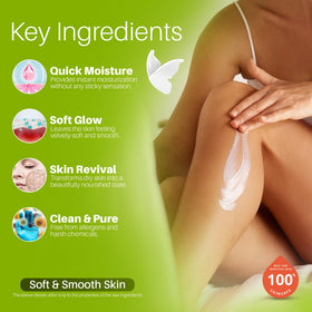 Close-up texture of Hemp Heaven Lotion showing creamy hydration