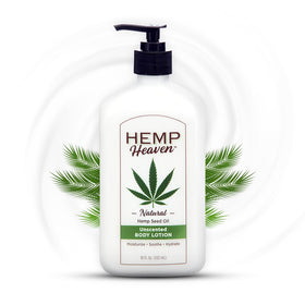 Hemp Heaven Hemp Lotion unscented bottle showing a hydrating formula