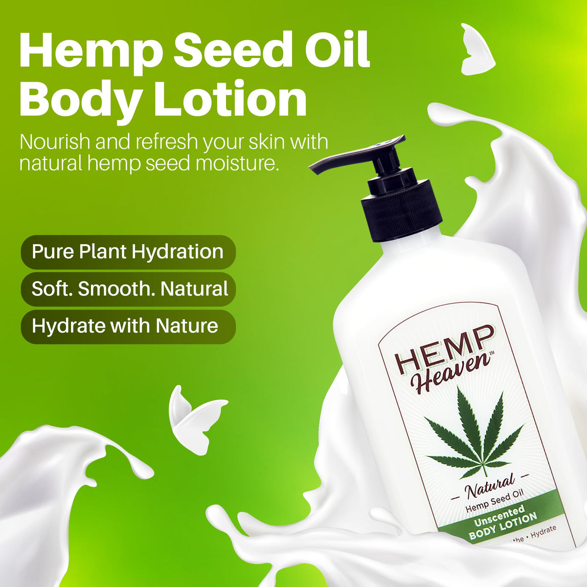 Hemp Heaven Hemp Lotion unscented pump for easy application