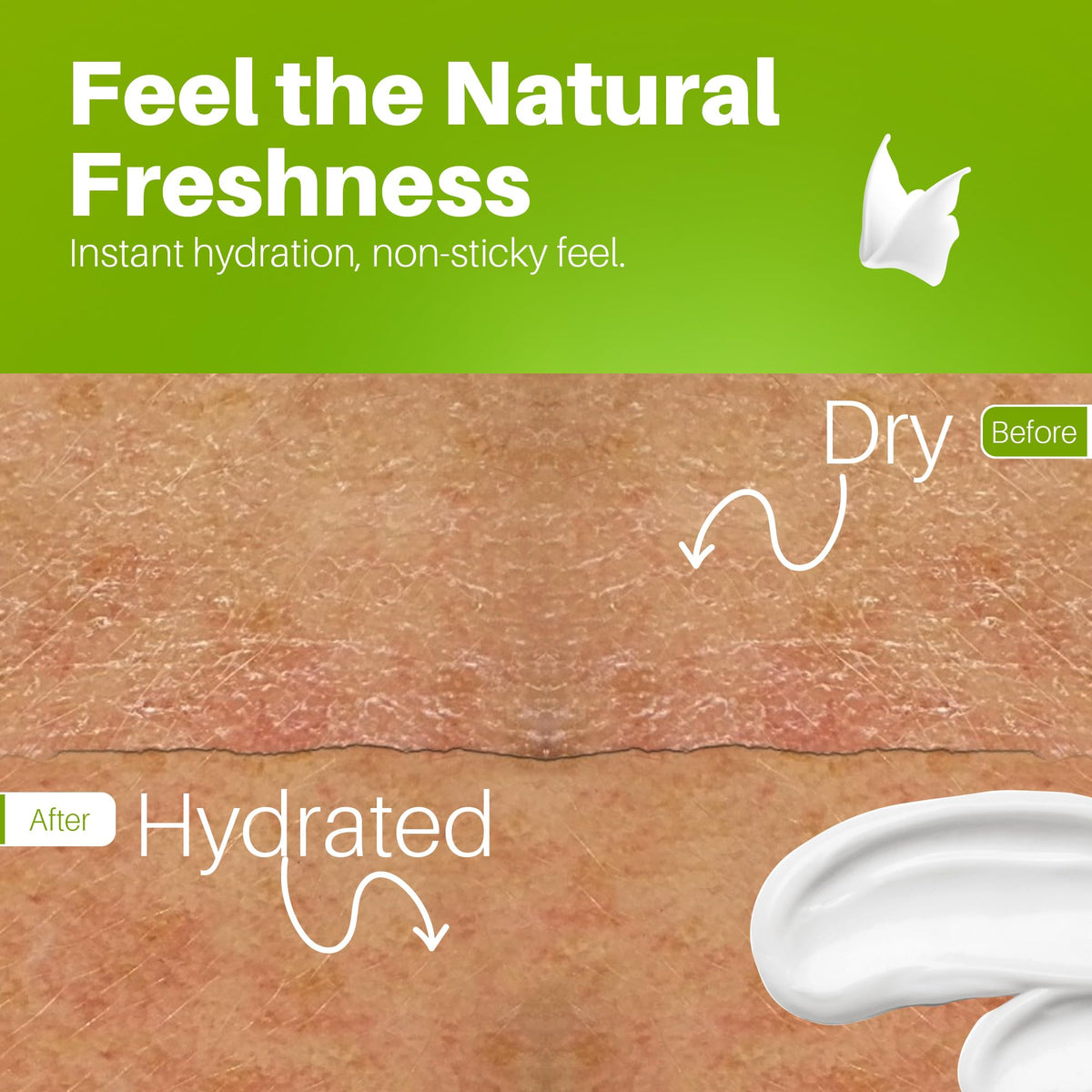 Silky lotion texture close-up highlighting rich hydration