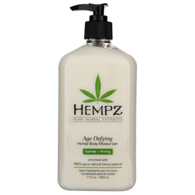 Hempz Age Defying moisturizer bottle shows fast-absorbing hydration for daily use.