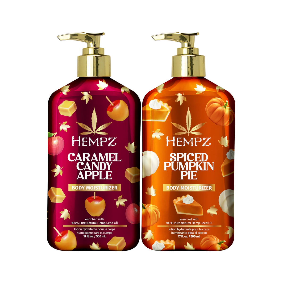 Hempz Fall Body Lotion 2-Pack Pumpkin Pie: rich hydration with a creamy pumpkin-spice scent.