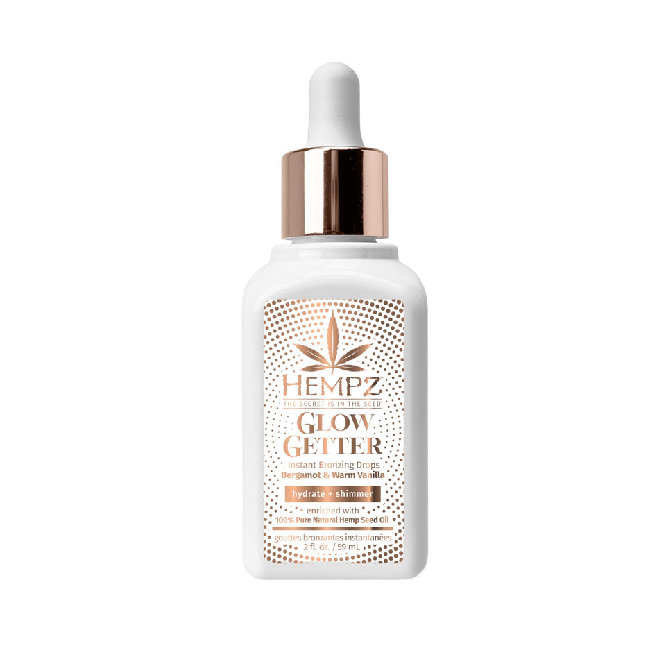 Hempz Glow Getter bottle pour shows instant bronzing for a sun-kissed look.