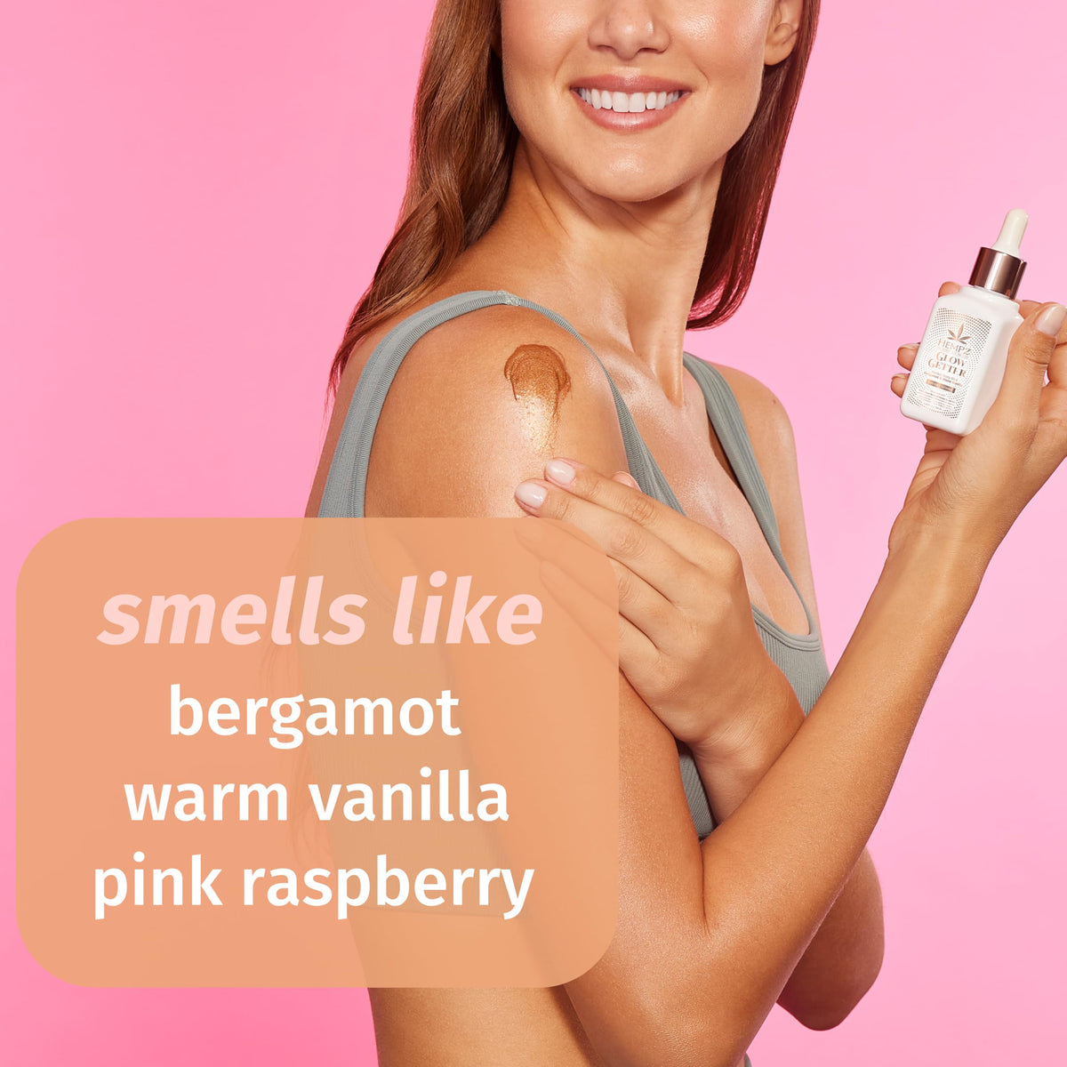 Hempz Glow Getter drops in action for an even, healthy dew.