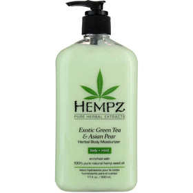Hempz Green Tea and Asian Pear body moisturizer bottle front for easy daily hydration
