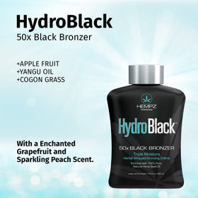 HEMPZ Hydroblack 50X application glow shows color development on skin.