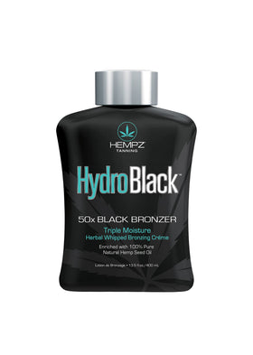 HEMPZ Hydroblack 50X bronzer bottle offers instant color and smooth hydration.