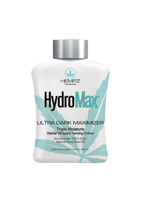 Hempz Hydromax Maximizer bottle front, showcasing deep tan potential and hydrating formula