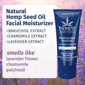 Hempz Lavender Chamomile Restoring Night Moisturizer texture demonstrates lightweight hydration