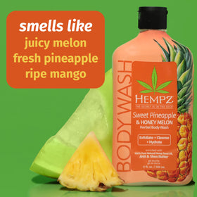 Hempz Mini Body Wash travel-size bottle close-up emphasizes convenient cleansing after workouts.