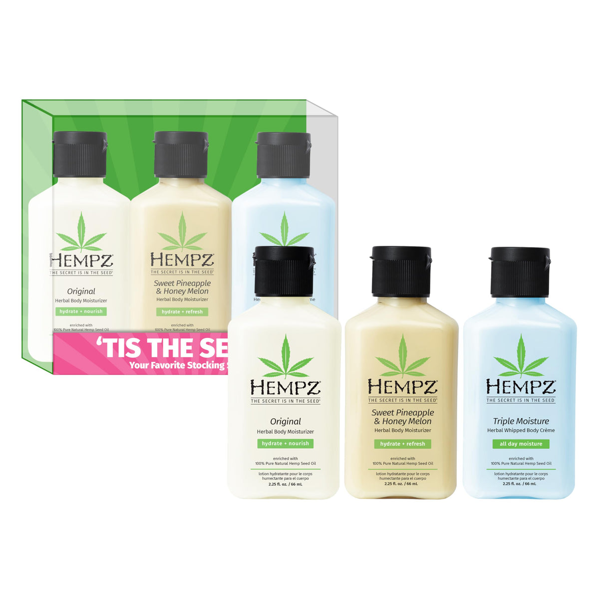 Hempz mini Original body moisturizer in gift set, soothing dry skin with shea butter